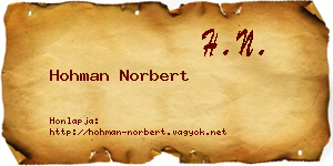 Hohman Norbert névjegykártya